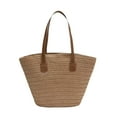 thumbnail image 1 of Straw Beach Bag for Women with Zipper Closure, Spacious Woven Shoulder Tote for Travel, Shopping & Leisure Activities, 1 of 5