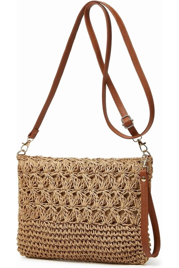 Straw Beach Bags For Women Rattan Purses Summer Straw Handwoven Bag Raffia Handbag Shoulder Bag Cross-body Square Bag
