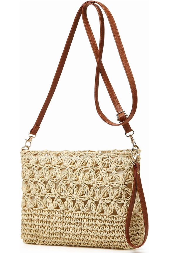 Straw Beach Bags For Women Rattan Purses Summer Straw Handwoven Bag Raffia Handbag Shoulder Bag Cross-body Square Bag