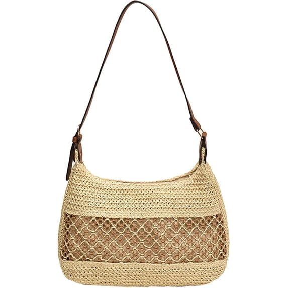 Straw Beach Bags Woven Rattan Crescent Summer Straw Tote Bag with Top Handle Handbag for Women