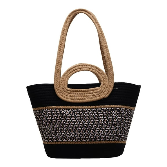 Straw Beach Bags for Women 2025 Vacation Summer Woven Shoulder Tote Purse Top Handle Handbags