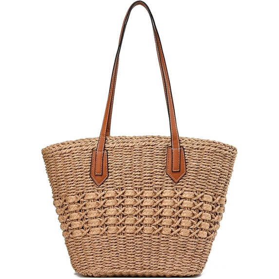Straw Beach Bags for Women Woven Beach Tote Bag Casual Boho Large Shoulder Handbags Purse for Vacation Holiday