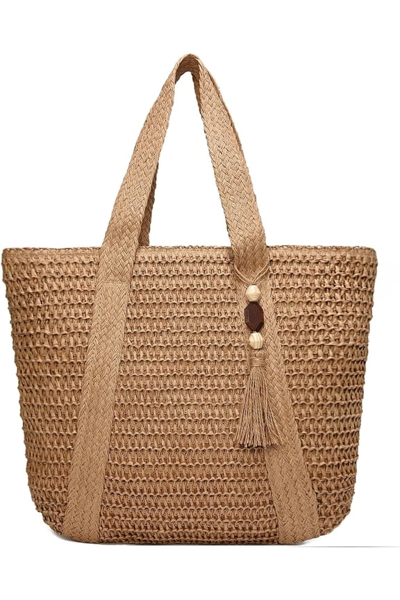 Straw Beach Bags for Women Woven Beach Tote Bag Casual Boho Large Shoulder Handbags Purse for Vacation Holiday