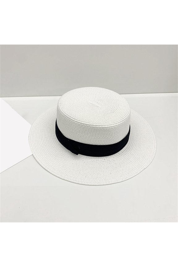 Straw Beach Sun Hat, Wide Brim Panama Hat for Women and Men, Summer UV Protection Boater Hat for Vacation, Travel, Garden Party, and Outdoor Activities Light Ashy