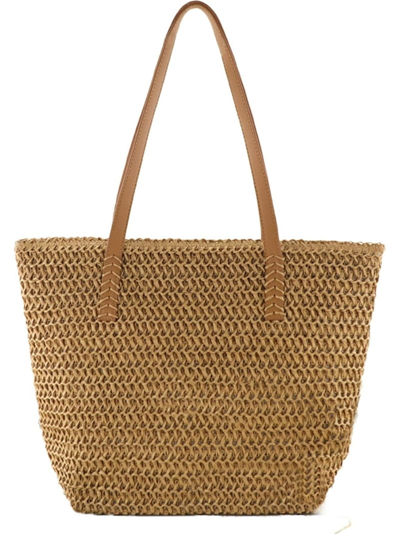 Straw Beach Tote Bag for Women, Large Summer Woven Straw Bag