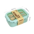 thumbnail image 1 of Straw Bento Box Japanese Style Lunch Container Microwave Safe Plastic Lunch Box with Fork and Spoon Portable Office Lunchware, 1 of 9