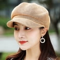 thumbnail image 1 of Straw Beret Hat for Women Sun Protection Adjustable Drawstring News Cap Casual Outdoor Travel Beach Golfing Fashion Summer Hat Lightweight Breathable, 1 of 6