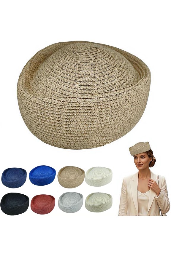 Straw Beret Hats for Women,Hand Woven Straw Beret,Classic French Style Artist Painter Hat Summer Breathable Pillbox Hat