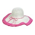 thumbnail image 1 of Straw Big Rim Hats - Paper Straw w/ Fringe Trim - Hot Pink - HT-ST299HPK, 1 of 1