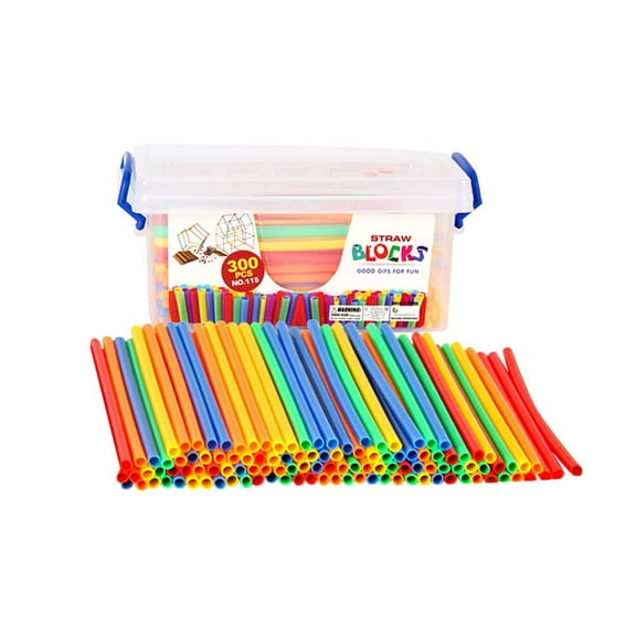 OUNONA Straw Blocks Building Toys for Kids Made from ABS Safe and Colorful Assorted Shapes