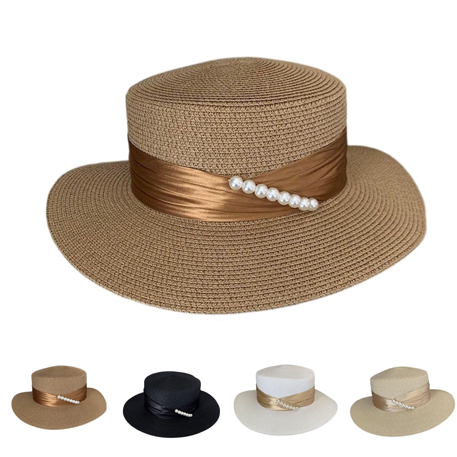 Straw Boater Summer Sun Hat - Wide Brim Fedora Panama Summer  display picture 3