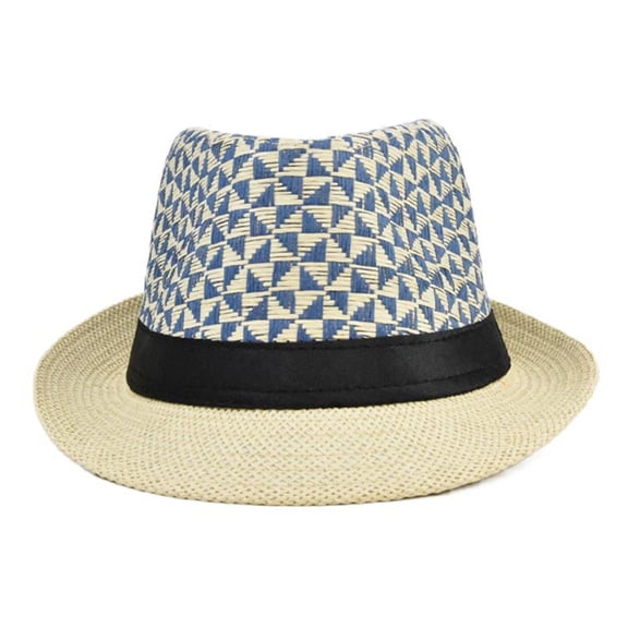 Straw British Straw Fedora Hat Straw Hat Straw Beach Hat Panama Fedora Hat Tropical Printed for Vacation
