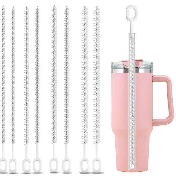 Straw Brush Cleaner, 10 Inch 8 Pack Pipe Cleaning Brush for 40/30/20 oz Tumbler, Travel Bottles, 4 Diameters with Full Coverage Bristles and Ergonomic Handle