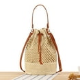 thumbnail image 1 of Straw Bucket Bag for Women, Summer Woven Beach Bag Drawstring Hobo Bucket Purses Handbag for Vacation, 1 of 3