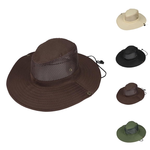 Straw Bucket Hat for Men - Wide Brim Sun Hat for Beach Gardening Outdoor Solid Color Cap Fisherman Cap Fishing Cap Sun Visor Cap Mountaineering Cap Net Cap