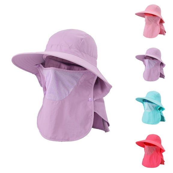 Straw Bucket Hat with Neck Flap - UPF 50  Beach Bucket Hats For Men Women Unisex Adjustable Sun Outdoor Detachable Summer Wide Brim Hat For Hiking Fishing