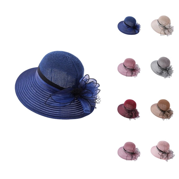 Straw Bucket Hat for Women - Y2K Boho Beach Hat Packable UV Protection Women Hat Bridal Wedding Tea Party Wide Brim Summer Sun Cap