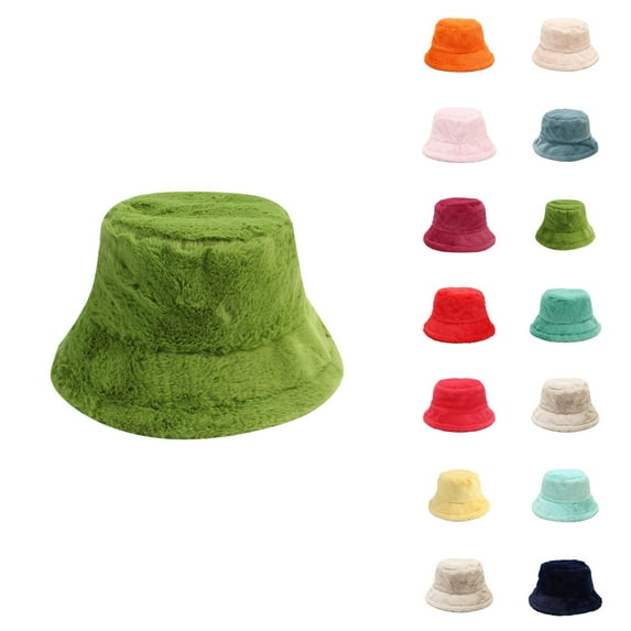 Straw Bucket Hats for Women - Y2K Style Beach Hat Packable Summer Fisherman Hat For Autumn Winter Adjustable Warm Solid Color Bucket Hat For Outdoor Activities