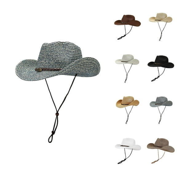 Straw Bucket Hats for Women - Y2K Style Beach Hat Packable Summer Spring And New Outdoor Brim Moldable Wide Brimmed Sunshade For Men Western Cowboy Fisherman