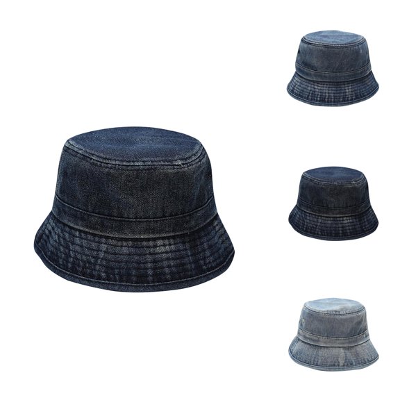 Straw Bucket Hats for Women - Y2K Packable Summer Beach Hat Adult Fashion Solid Denim Sunshade Fisherman's Hat Basin Hat Outdoor Bucket Hat