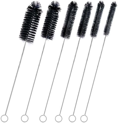 Straw Cleaner Brush Set,6 Piece 12" Long Pipe Tube Bottle Brushes for Cleaning Narrow Neck Bottles,Coffee Maker,Glass Cups