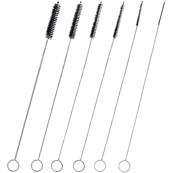 Straw Cleaner Brush Set,6 Piece Long Drinking Straws Cleaning Brush Pipe Tube Tiny Brushes 10-inch,Black