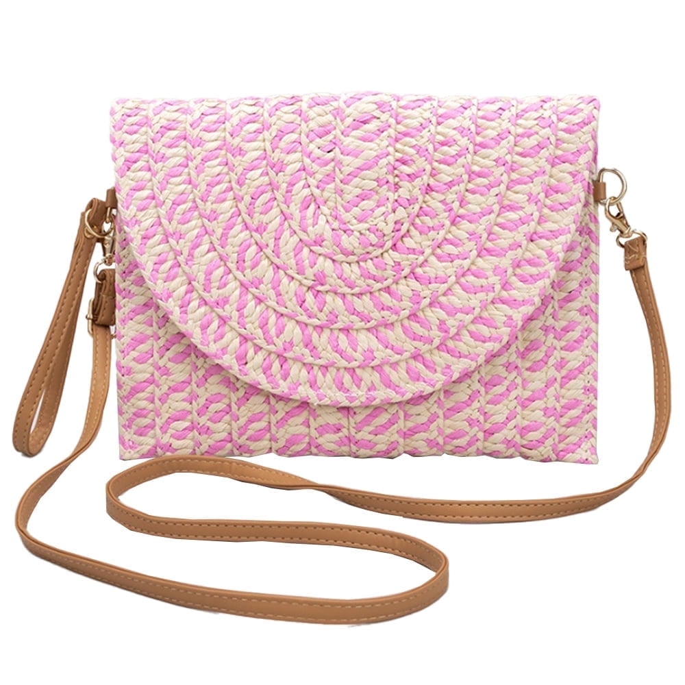Straw Clutch Bag Woven Purse for Women Shoulder Bag Casual 