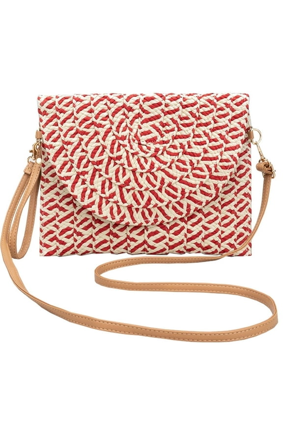 Straw Clutch Bag Woven Purse for Women Shoulder Bag Casual Beach Rattan Handmade Wallet