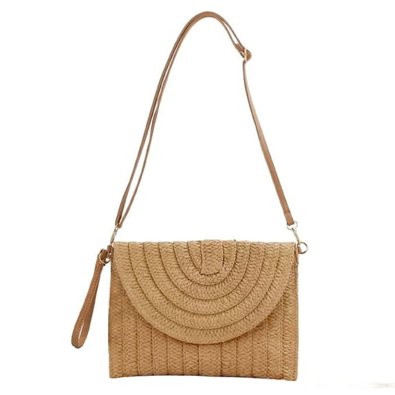 Straw Clutch Bag Woven Purse for Women Shoulder Bag Casual Beach Rattan Handmade Wallet