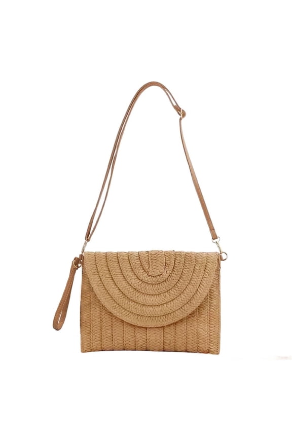 Straw Clutch Bag Woven Purse for Women Shoulder Bag Casual Beach Rattan Handmade Wallet
