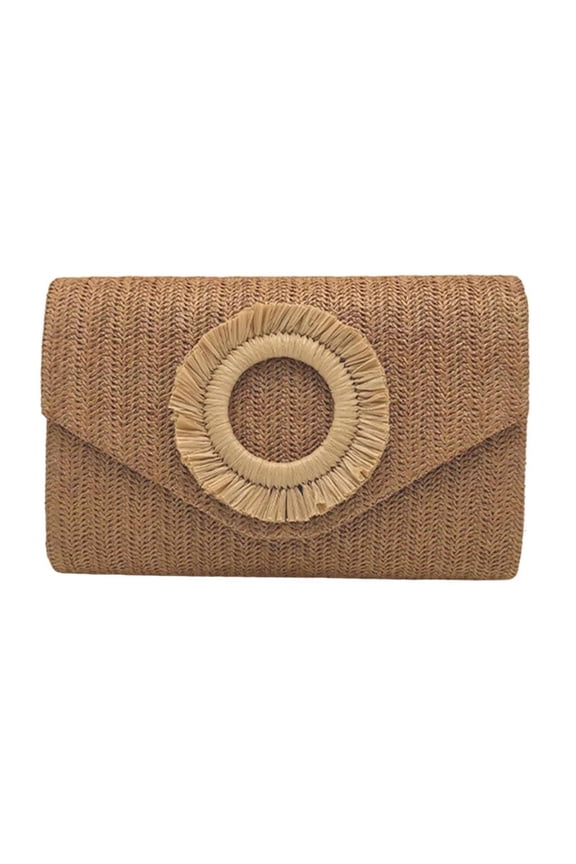 Straw Clutch Handbag Summer Beach Straw Purse for Women Woven Envelope Bag