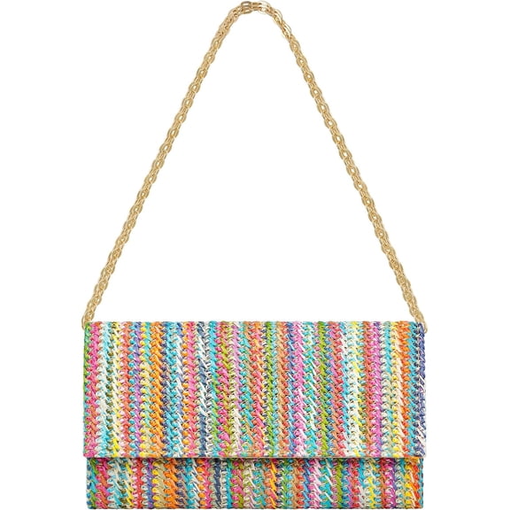 Straw Clutch Purse Shoulder Crossbody Bag Envelope Purse Raffia Handbag for Summer Beach Travel 2024 Trendy