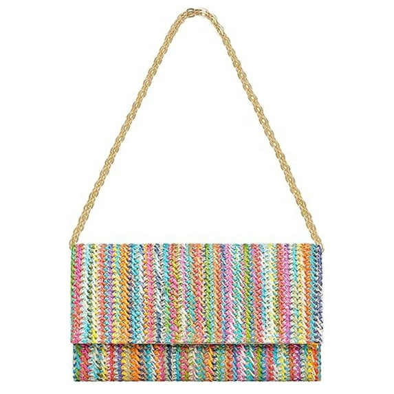 Straw Clutch Purse Shoulder Crossbody Bag Envelope Purse Raffia Handbag for Summer Beach Travel Trendy