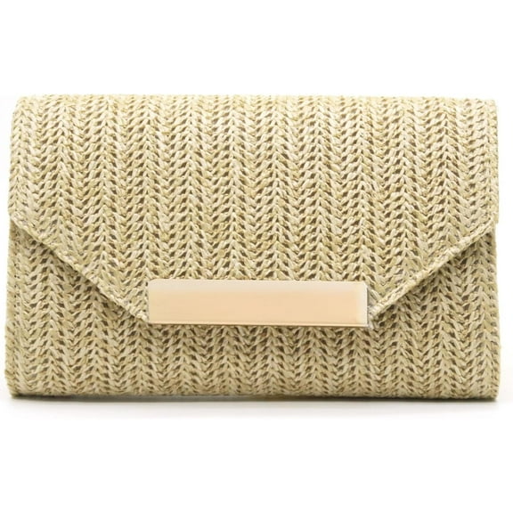 Straw Clutch Purse Summer Shoulder Crossbody Bag Beach Raffia Handbag Envelope Purse for Travel