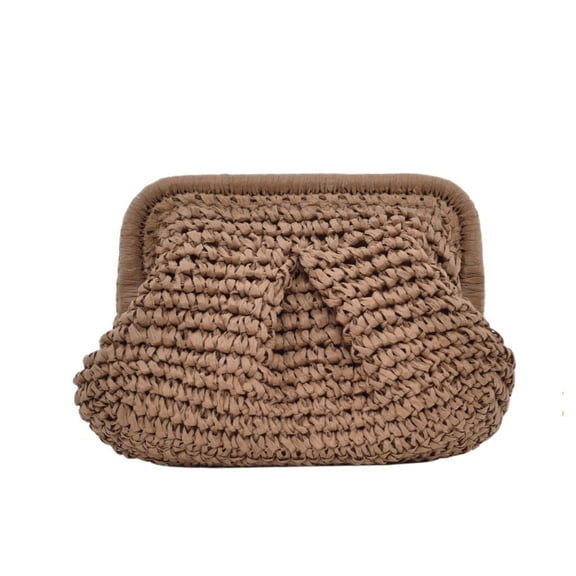 Straw Clutch Purse for Women Small Dumpling Bag Straw Crossbody Shoulder Handbag Summer Beach Woven Bag