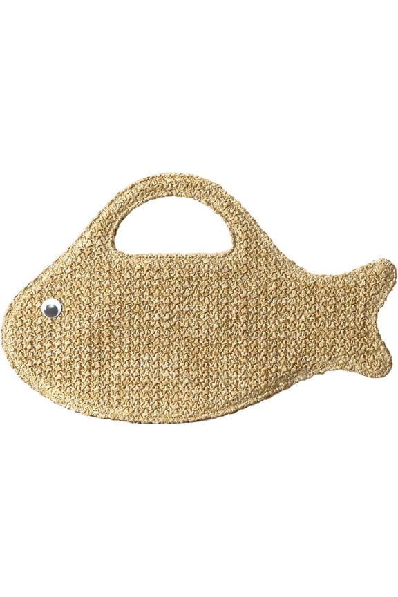 Straw Clutch Purses for Women, Summer Cute and Unique fish Straw Purses and Handbags Woven Raffia Beach Bag