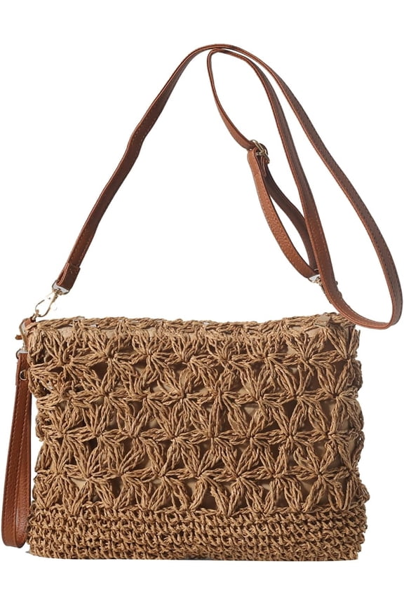 Straw Clutch Purses for Women Summer Straw Crossbody Bag Woven Beach Bags Shoulder Bag for Vacation
