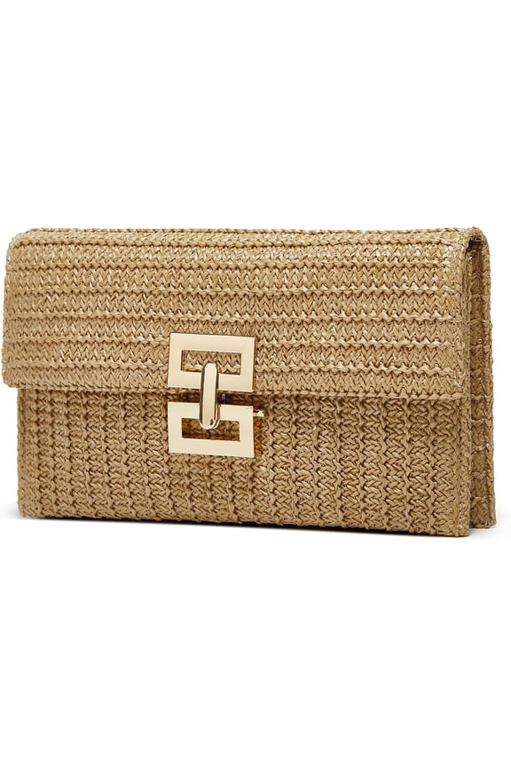 Straw Clutch Purses for Women Vintage Summer Straw Beach Bag Woven Purse Wicker Rattan Envelope Clutch for Wedding