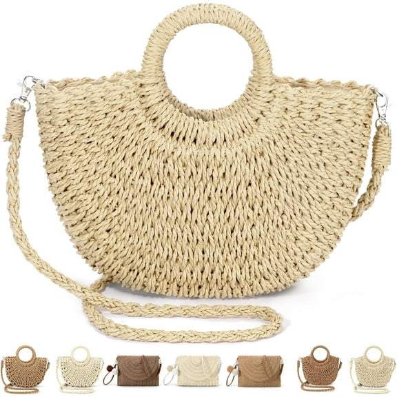 Straw Clutch Purses for Women Woven Straw Beach Sea Handbag Tote Bags for Summer