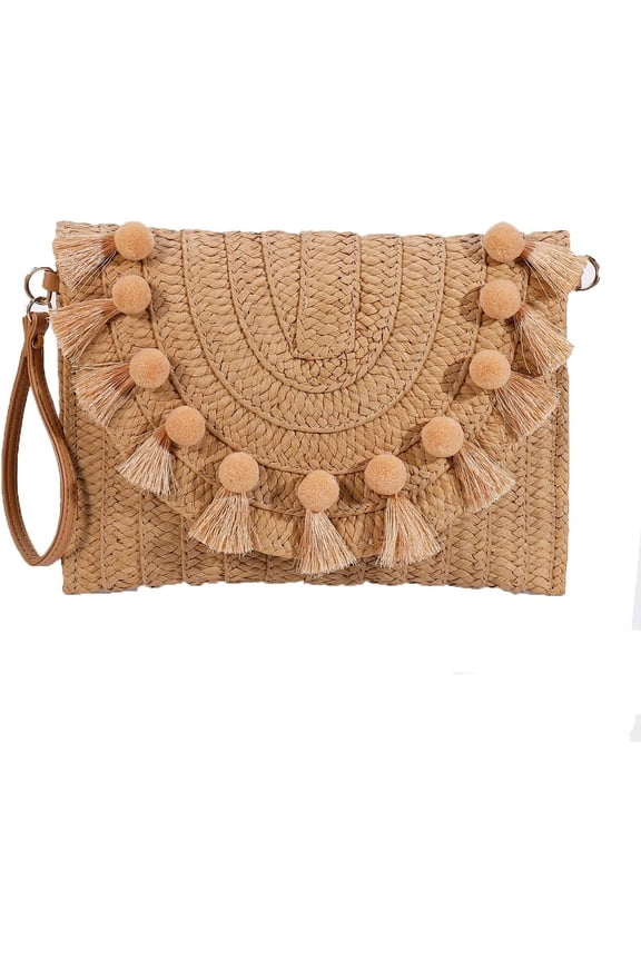 Straw Clutch,Straw Handbag Clutch for Women Summer Beach Straw Woven Envelope Purse Wallet