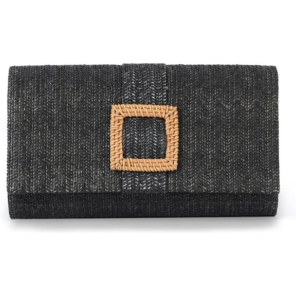 Straw Clutch Women's Summer Beach Bag Raffia Woven Bag Crossbody Bag Woven Envelope Handbags