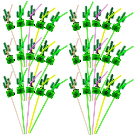 Straw Cold Drink Drinks Cocktail Decorations for Dollhouse Fun Straws Cactus 30 Pcs