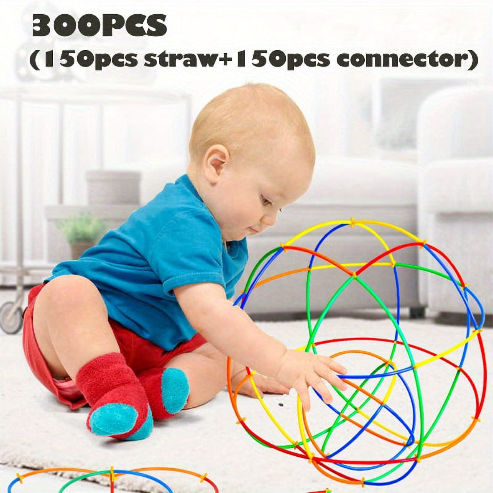 Straw Constructor Building Toys - 400 Pieces STEM Educational Kit For Kids Ages 3-8, Interlocking Straws