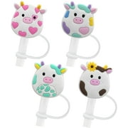 Straw Cover Cap for Stanley Cup 30& 40 Oz Tumblers - 10mm Cute Cow Straw Tips Covers,Silicone Straw Toppers, Funny Animals Straw Covers Cap Plugs,Anti-dust Straw Tip Drinking Straw Tips Lids
