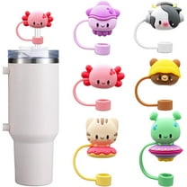 Straw Cover Cap for Stanley Cup, Silicone Cute Animal Straw Topper for Stanley 30&40 Oz Tumbler with Handle, 10mm 0.4in Dust-Proof Reusable Straw Tips Lids