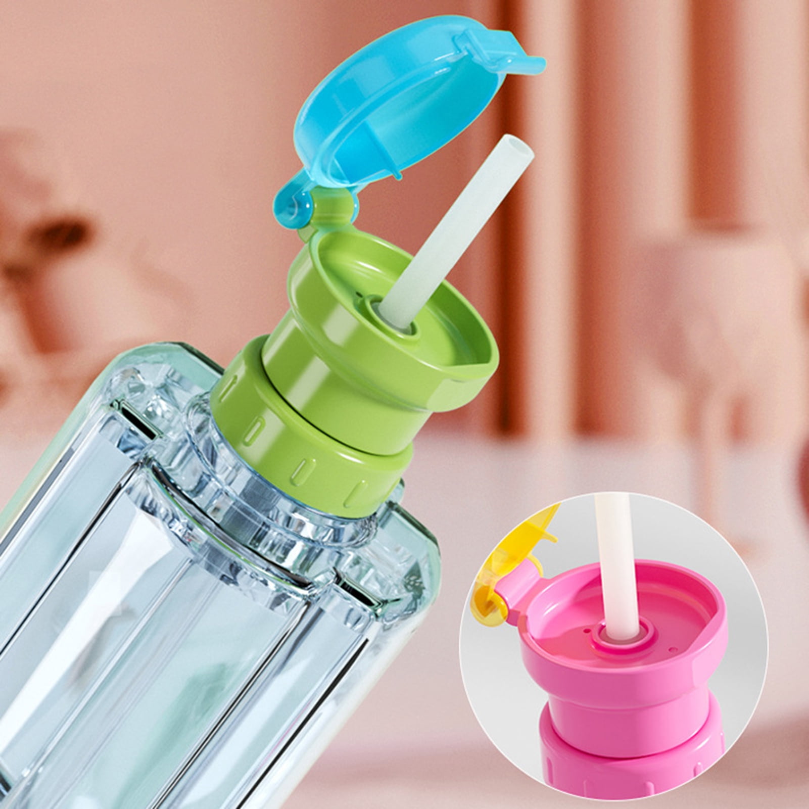 Straw Cover Nozzle Portable Drinking AntiChoking AntiSpill with Adaptor Kids Water Bottle