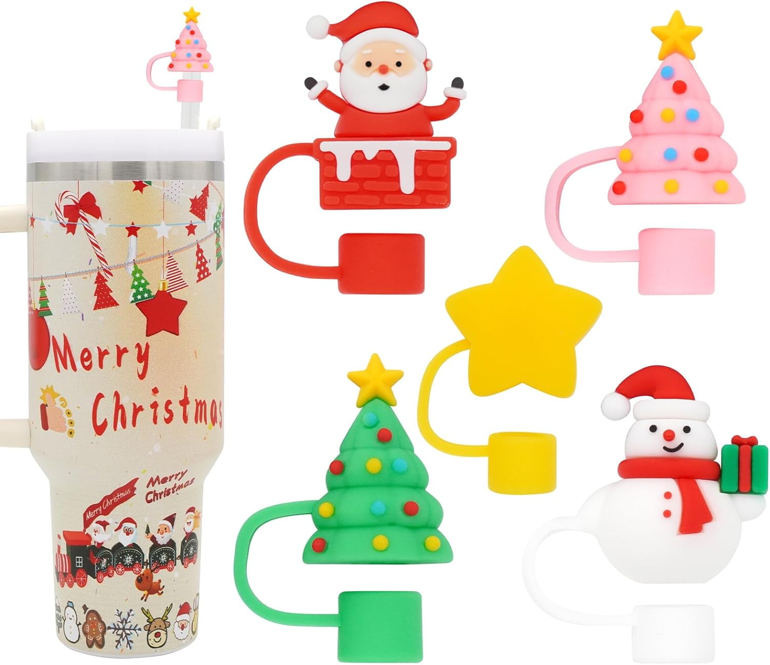  IWANGDS 6PCS Christmas Theme Cute Straw Covers Cap for Reusable  Drinking straws, Stanley Cup Silicone Straw Toppers/Tumblers Straw  Accessories, Splash Proof Funny Straw Toppers Tips Lids for 6-8 mm: Home 