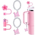 thumbnail image 1 of Straw Cover for Stanley Cup Accessories - Unique Letter Charms for Stanley Cups, Cute Flower & Cup Silicone Straws Topper Covers for 30 & 40 0z Tumbler with Handle, 10mm 0.4in Straw Cap, 1 of 8