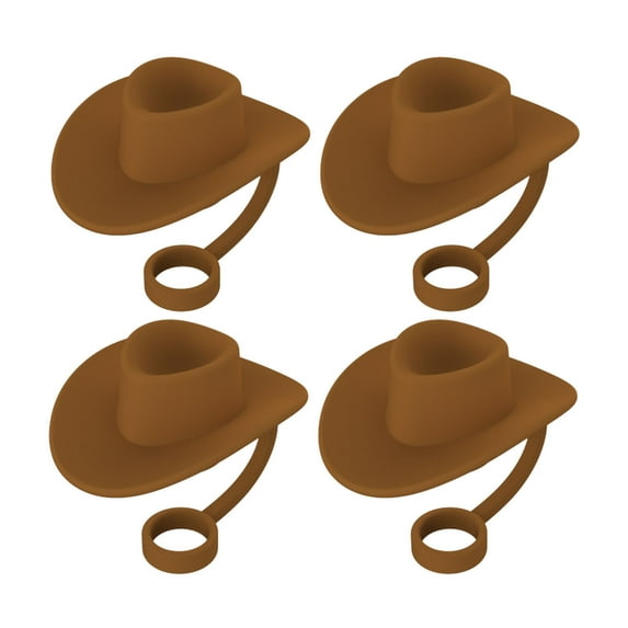 Straw Covers for Reusable Cups 30oz 40oz | 10mm Universal Silicone Straw Toppers | Cute Multicolor Cowboy Hat Drink Accessories | 4 Pack | Spill-Proof Flexible Durable