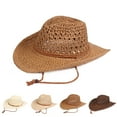 thumbnail image 1 of Straw Cowboy Cowgirl Hat for Men Women Wide Brim Sun Hat Western Style, 1 of 1